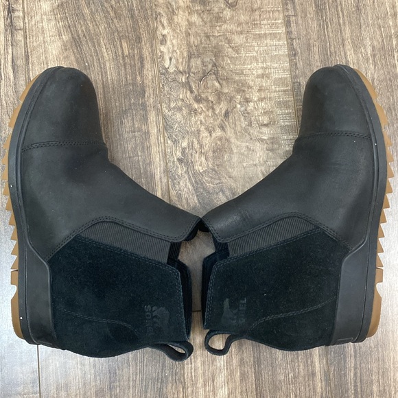 Sorel Evie Pull On Wedge Bootie Black Suede and Leather size 7.5 Waterproof - Picture 4 of 9